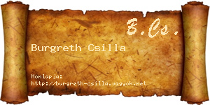 Burgreth Csilla névjegykártya